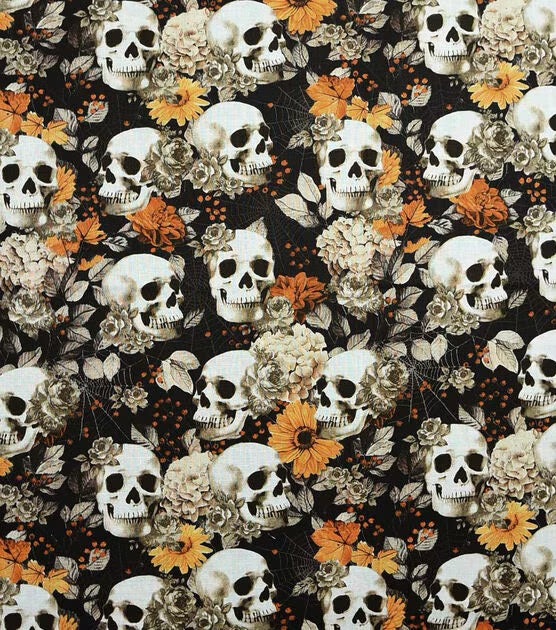 Skulls and Fall Floral Halloween